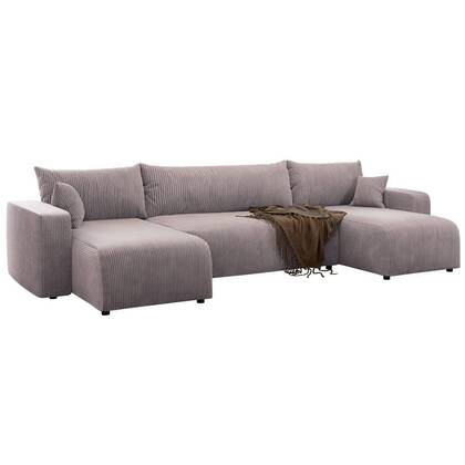 NADUVI Collection U-slaapbank Rosco ribstof Beige
