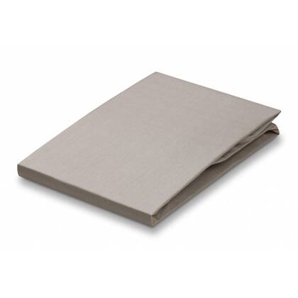 Percale Hoeslaken Stone | 140 cm x 220 cm | Grijs | Beige | Katoen