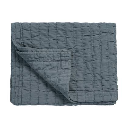 Pure 64 Plaid|sprei Oceanview | 180 x 260 cm | Grijs | Blauw | Katoen Grijs, Blauw