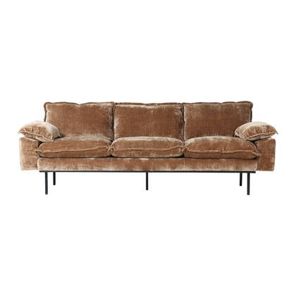 HKliving Retro Sofa 3-zitsbank - Velvet Corduroy - Aged Gold Geel