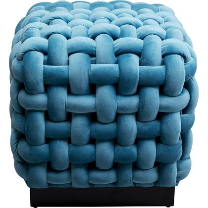 Kare Design Weave kruk - blauw - fluweel
