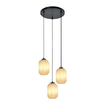 by fonQ Ribba Hanglamp - 3 Lichts - Opaalglas Crème, Grijs