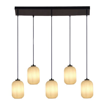 by fonQ Ribba Hanglamp - 5 Lichts - Opaalglas Crème, Grijs