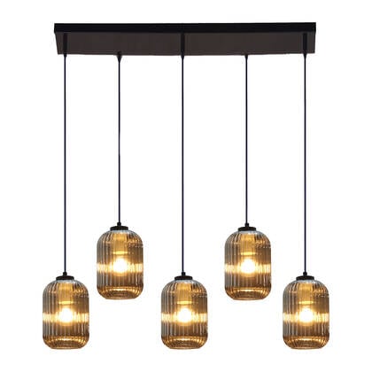 by fonQ Ribba Hanglamp - 5 Lichts - Smokey Glas Grijs