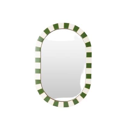 Sissy-Boy Groene hangspiegel met geblokte omlijsting