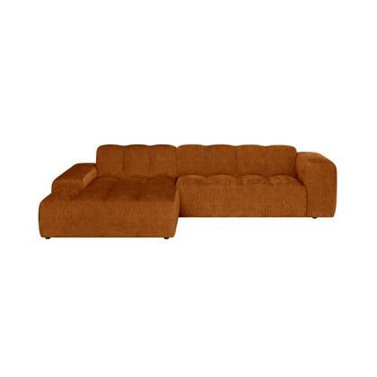 by fonQ Plume 3-zits Hoekbank met Chaise Longue XL Links - Chenille - Terra Rood