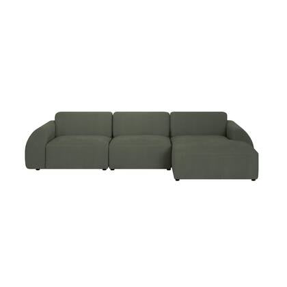 by fonQ Bink 3-zits Hoekbank met Chaise Longue Rechts - Bouclé - Mos Groen