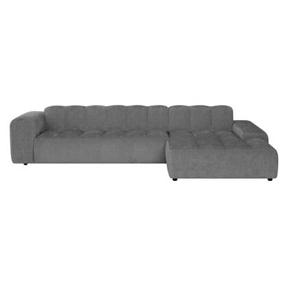 by fonQ Plume 4-zits Hoekbank met Chaise Longue XL Rechts - Chenille - Antraciet Grijs, Antraciet