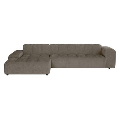by fonQ Plume 4-zits Hoekbank met Chaise Longue XL Links - Chenille - Mocca Bruin