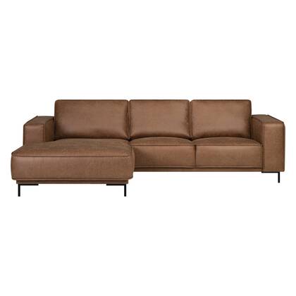 by fonQ Dune Hoekbank met Chaise Longue - Links - Kunstleer - Cognac Bruin