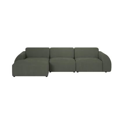 by fonQ Bink 3-zits Hoekbank met Chaise Longue Links - Bouclé - Mos Groen