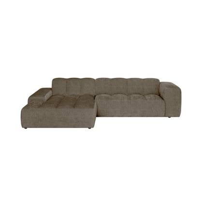 by fonQ Plume 3-zits Hoekbank met Chaise Longue XL Links - Chenille - Mocca Bruin