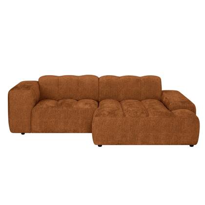 by fonQ Plume 2,5-zits Hoekbank met Chaise Longue Rechts - Chenille - Terra Rood