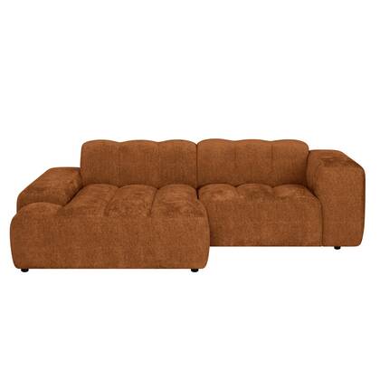 by fonQ Plume 2,5-zits Hoekbank met Chaise Longue XL Links - Chenille - Terra Rood