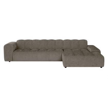 by fonQ Plume 4-zits Hoekbank met Chaise Longue XL Rechts - Chenille - Mocca Bruin