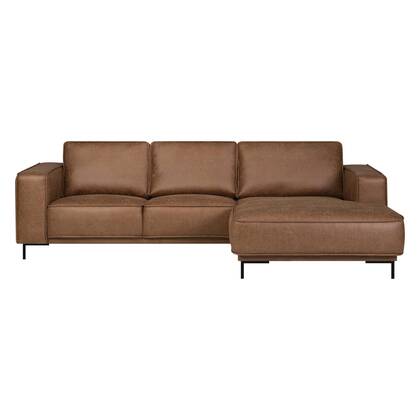 by fonQ Dune Hoekbank met Chaise Longue - Rechts - Kunstleer - Cognac Bruin