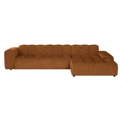 by fonQ Plume 4-zits Hoekbank met Chaise Longue XL Rechts - Chenille - Terra Rood