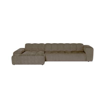 by fonQ Plume 4-zits Hoekbank met Chaise Longue Links - Chenille - Mocca Bruin