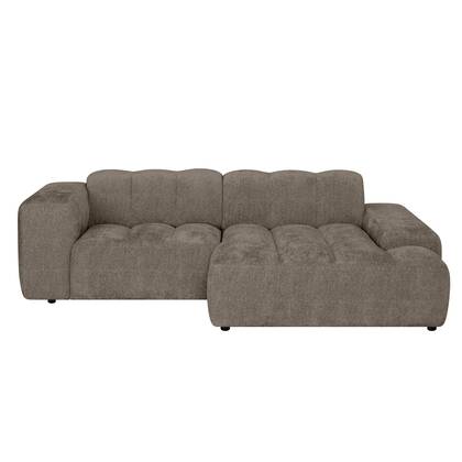 by fonQ Plume 2,5-zits Hoekbank met Chaise Longue XL Rechts - Chenille - Mocca Bruin