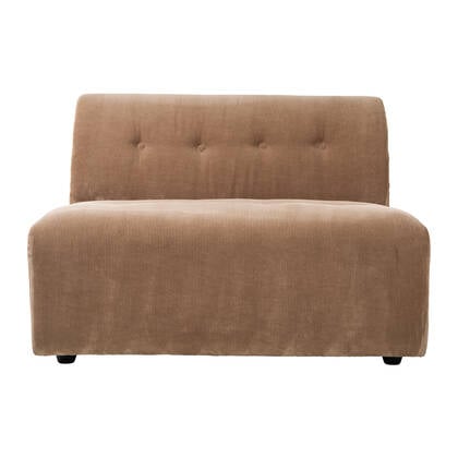 HKliving Vint Bank Element - 1,5-zitsbank Middenstuk - Corduroy Rib - Bruin