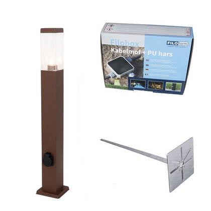 QAZQA Buitenlamp roestbruin met grondpin en kabelmof 80cm incl.