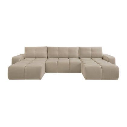 by fonQ Charme U-bank met Slaapfunctie  - Chenille - Beige