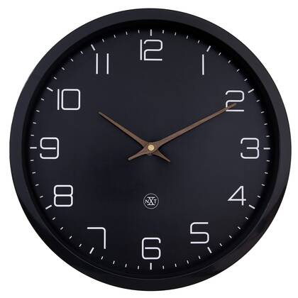 NeXtime - Wandklok 30cm - Stil - Zwart - Papier & Bioplastic - nXt Beige