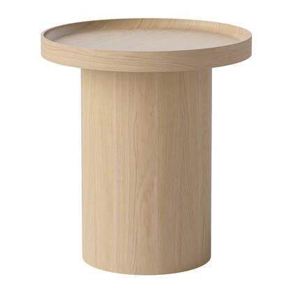 Bolia Plateau Bijzettafel - H 52 x Ø 48 cm - Witgepigmenteerd Gelakt Eiken Beige, Bruin