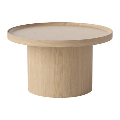 Bolia Plateau Bijzettafel - H 42 x Ø 74 cm - Witgepigmenteerd Gelakt Eiken Beige, Bruin