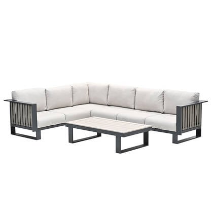 Garden Impressions Bologna lounge hoekset - 4-delig-carbon black-taupe Grijs