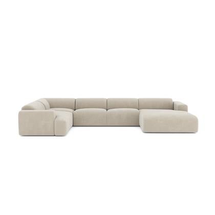 Panorama bank, recht, fluweel met patroon Beige