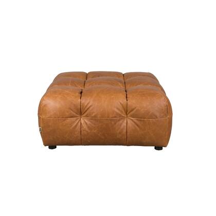 Dutchbone Hackman Hocker Leer Cognac Bruin