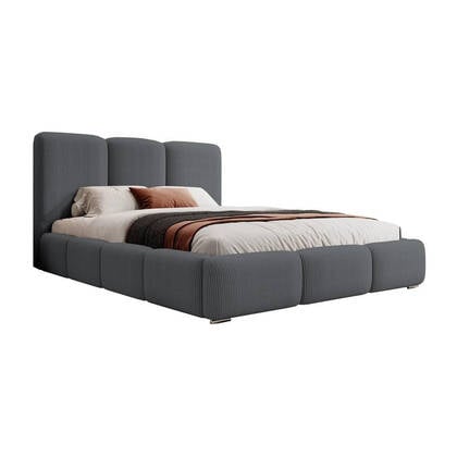 NADUVI Collection Bedframe Briar met opbergvak ribstof 180x200 Grijs