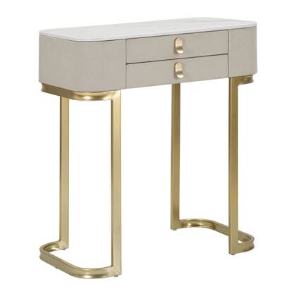 Beauty - Console met 2 lades in hout en stof Beige