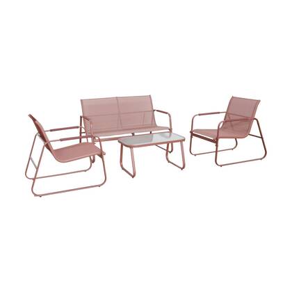 sweeek - Stalen tuinstel, 4 plaatsen Rood