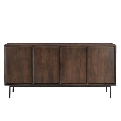 Livingfurn - Dressoir Donkerbruin Mangohout - 86x40x180cm - Ravenstein