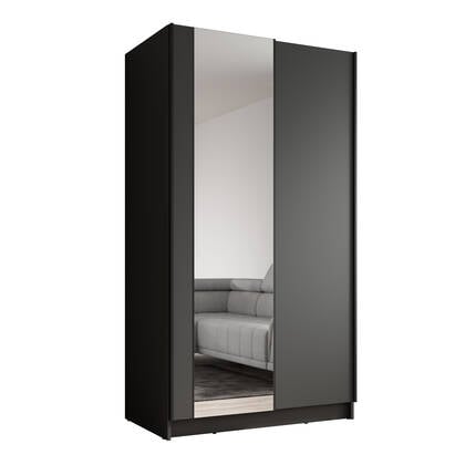 Meubella Kledingkast Salta - Zwart - 100 cm - Met spiegel