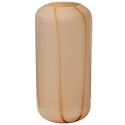 WOOOD Arles Vaas Met Streep - Glas - Naturel - 40x20x20 Bruin