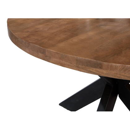Livingfurn - Eettafel Naturel Mangohout - 120x120x78cm - Sturdy Bruin