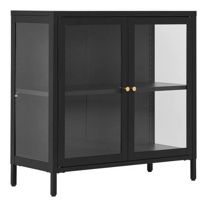 House Nordic Dalby Zwart | Glas Opbergkast 2-Deuren