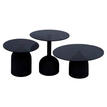 Livingfurn - Bijzettafel Zwart Glas - 50x50x45cm - Isa