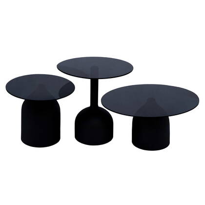 Livingfurn - Bijzettafel Zwart Glas - 70x70x36cm - Isa