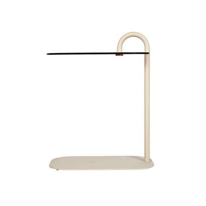 Livingfurn - Bijzettafel Beige Glas - 48x30x65cm - Amy