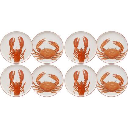 Kare Design borden - schelpdieren - 27cm - Set van 8 Rood