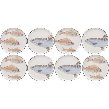 Kare Design borden - vissen - 27cm - Set van 8 Multicolor