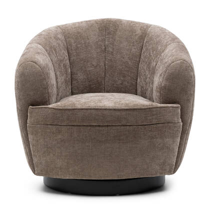 Rivièra Maison - Rotondeerstoel The Countess in W13 - Warm Mushroom, PE9 - Polyester, Rubberhout 87x81x82 cm