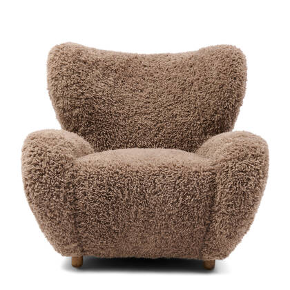 Rivièra Maison - Fauteuil Courchevel, Raccoon Taupe, polyester en beukenhout, 103x100x92 cm
