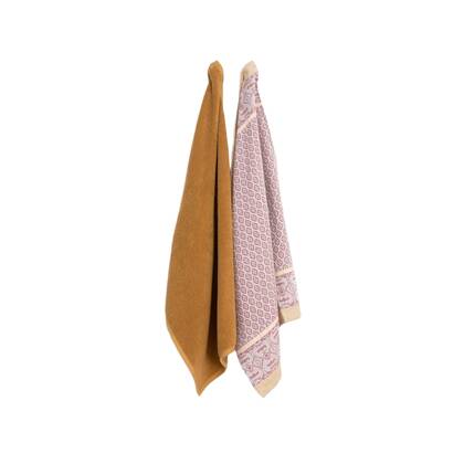 Sissy-Boy Donkergele handdoek en theedoek Terry Geel