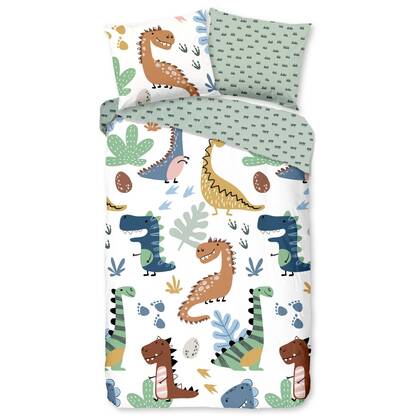 Kinder Dekbedovertrek Good Morning Katoen Dino 2 - multi 140x200|220cm Multicolor