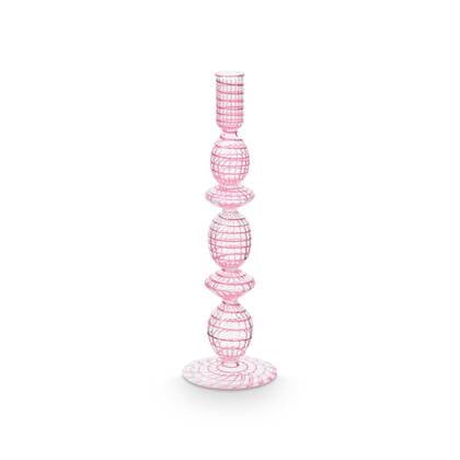 Pip Studio - Kandelaar - Woonaccessoires - Roze - Glas Swirl - 28cm